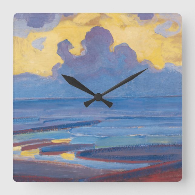 Horloge Carrée Piet Mondrian By the Sea Célèbre peinture (Recto)