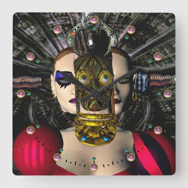 Horloge Carrée PILOTE D'ANDROID XENIA SPACESHIP Science-Fiction (Recto)