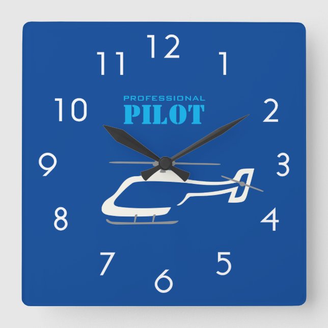 Horloge Carrée pilote professionnel square wall clock (Recto)