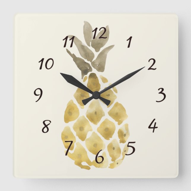 Horloge Carrée Pineapple Watercolor (Recto)