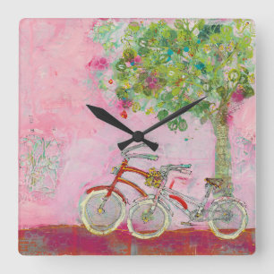 Horloge Carrée Pink Bicycles