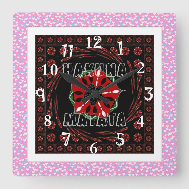 Horloge Carrée Pink Blue White Hearts of Love (Recto)