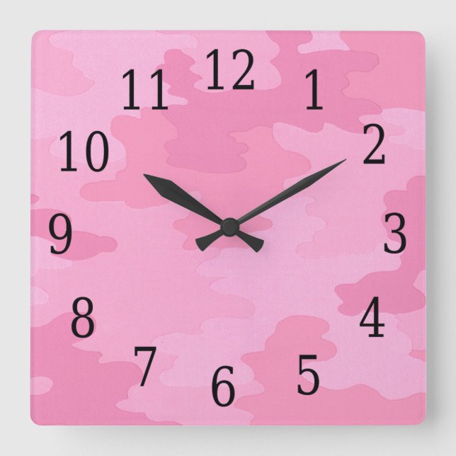 Horloge Carrée Pink Camouflage Square Clock (Recto)
