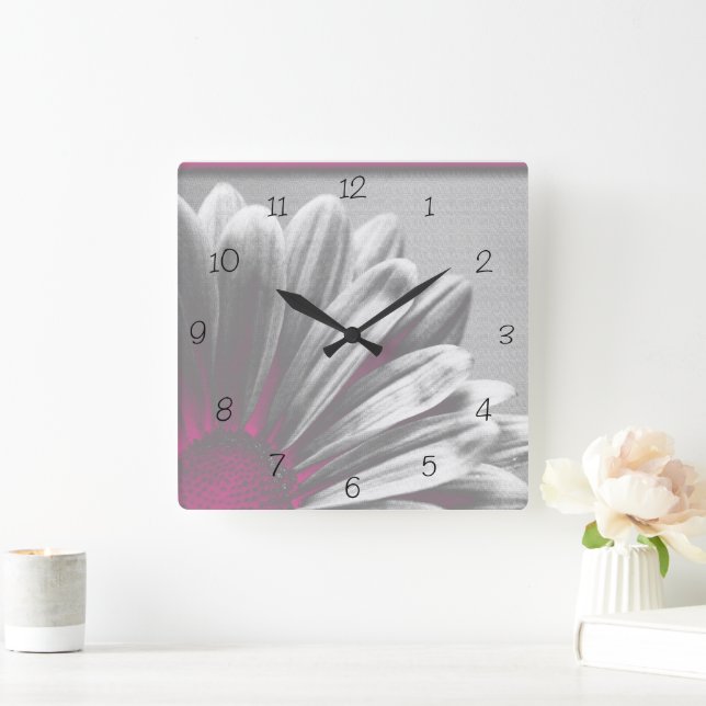 Horloge Carrée Pink Floral (Maison)