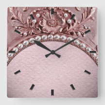 Pink Flower Wall Clock