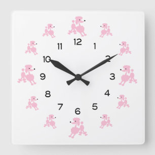 Horloge Carrée Pink French Poodles