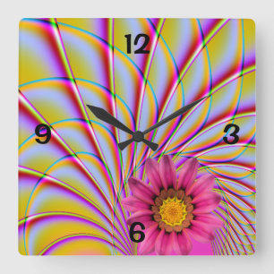 Horloge Carrée Pink Gerbera Wall Clock