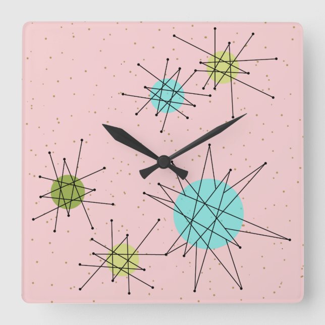 Horloge Carrée Pink Iconic Atomic Starburst Wall Clock (Recto)