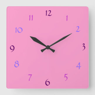 Horloge Carrée Pink Modern Wall Clock
