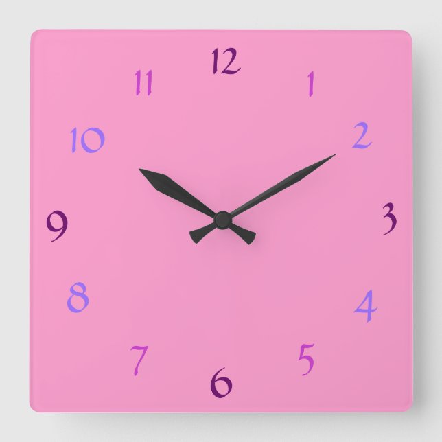 Horloge Carrée Pink Modern Wall Clock (Recto)