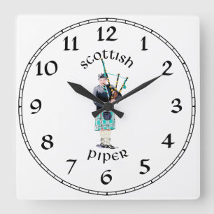 Horloge Carrée Piper écossais - Plaid Turquoise