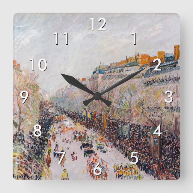 Horloge Carrée Pissarro - Montmartre, Mardi Gras sur le boulevard (Recto)