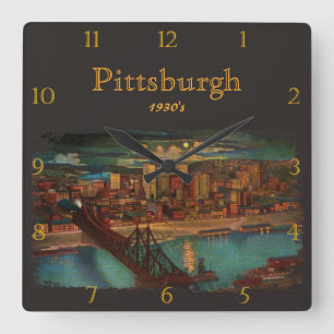 Horloge Carrée Pittsburgh By Moonlight