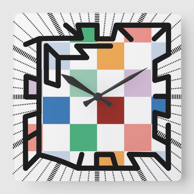 Horloge Carrée PIXELAT chained numbers by masanser (Recto)