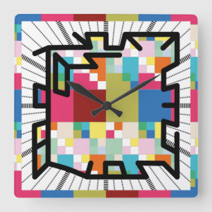Horloge Carrée PIXELAT chained numbers by masanser