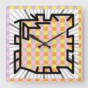 Horloge Carrée PIXELAT chained numbers by masanser