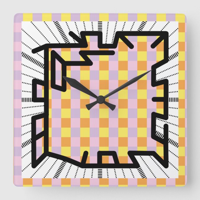 Horloge Carrée PIXELAT chained numbers by masanser (Recto)