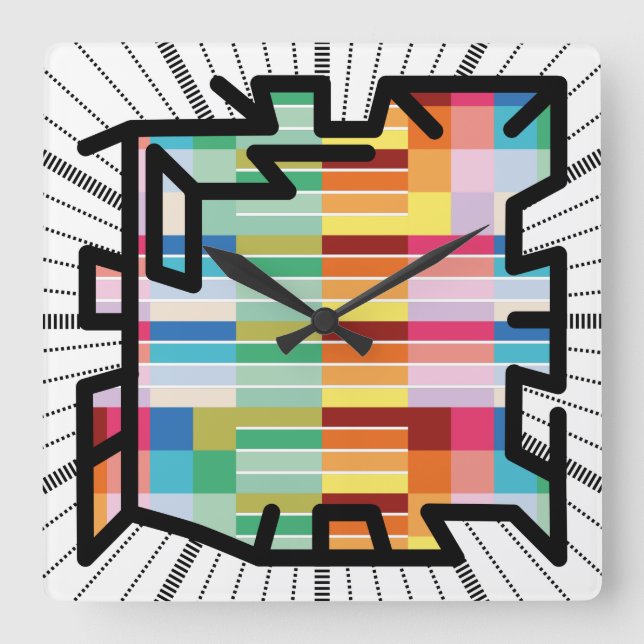 Horloge Carrée PIXELAT chained numbers by masanser (Recto)