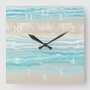 Horloge Carrée Plage Abstraite Ocean Design 292 Crabe