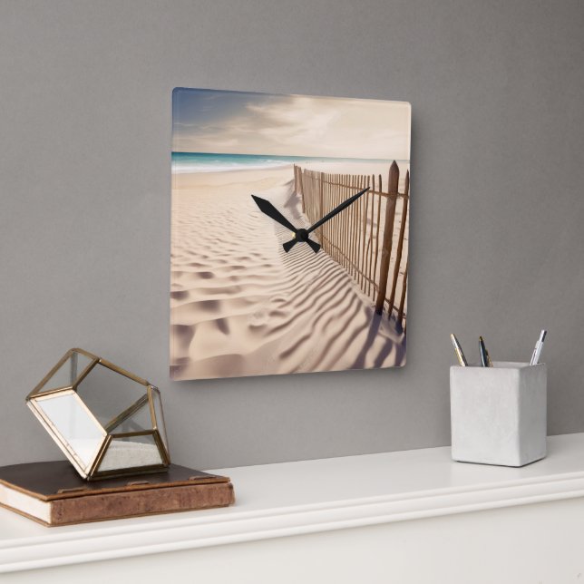 Horloge Carrée Plage De Sable (Bureau)