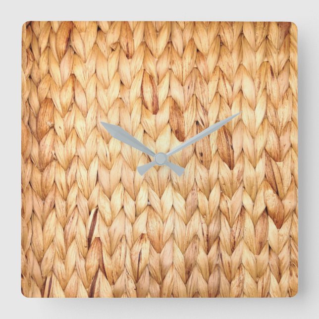 Horloge Carrée plage rustique île tropicale tissée (Recto)