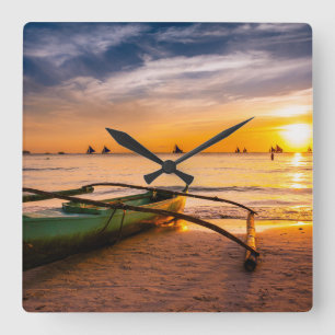 Horloge Carrée Plages tropicales   Boracay's White Beach