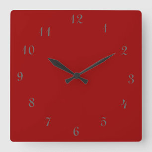 Horloge Carrée Plain Red Clock>Square Clocks avec Numbers