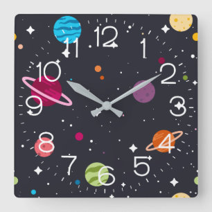 Horloge Carrée Planets de l'espace