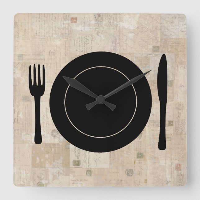 Horloge Carrée Plate Setting Fork Knife (Recto)