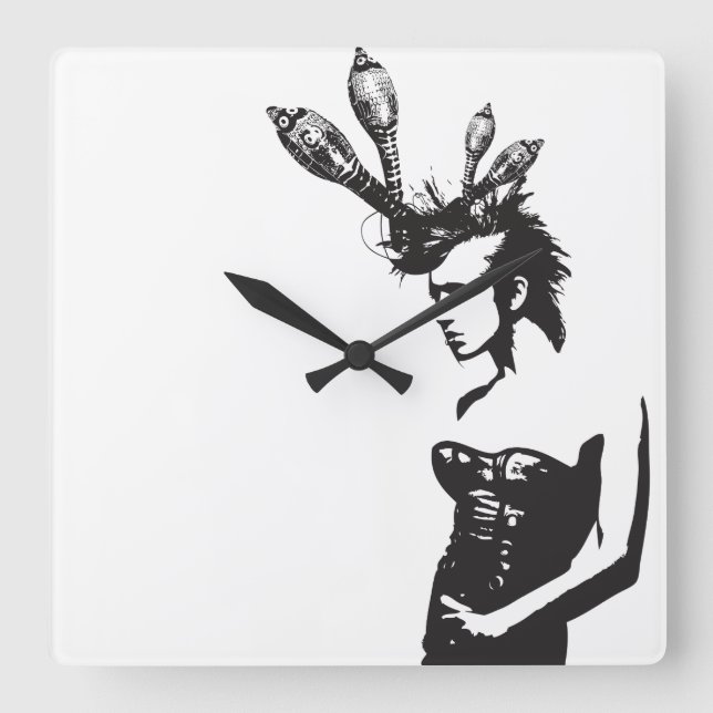 Horloge Carrée Plena Punk Puerto Rican Art (Recto)