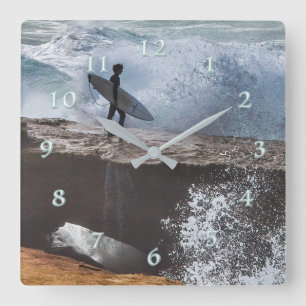 Horloge Carrée Plug-In Argent Surfer