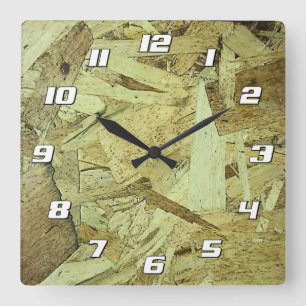 Horloge Carrée Plywood de carte à puce OSB avec des nombres