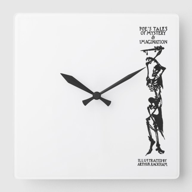 Horloge Carrée Poe's Tales of Mystery & Imagination Squelette (Recto)