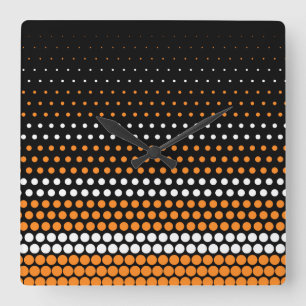 Horloge Carrée Point orange et blanc du cadmium