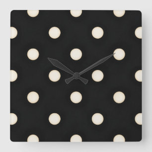 Horloge Carrée Points blancs antiques sur noir en détresse