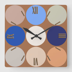 Horloge Carrée Points géants du milieu du siècle, Taupe Tan, Beig