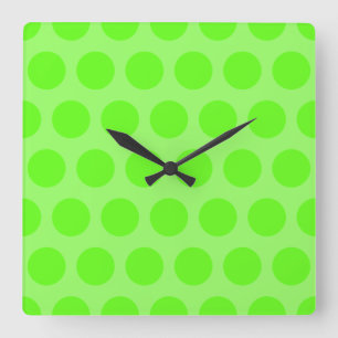 Horloge Carrée Points Lime Clair