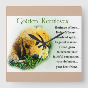 Horloge Carrée Poison de Golden Retriever