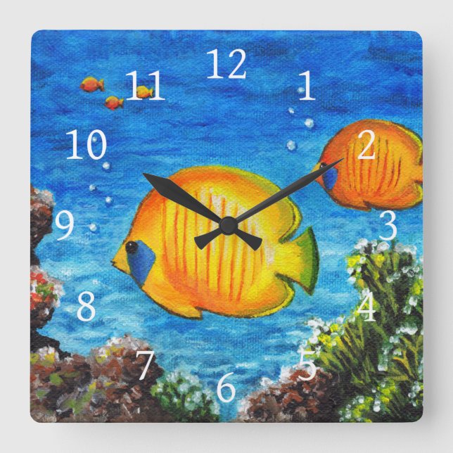 Horloge Carrée Poisson tropical (Recto)