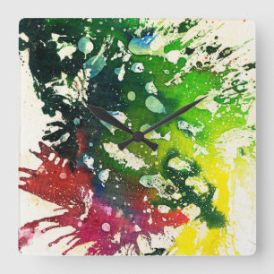 Horloge Carrée Polychromoptic #4 par Michael Moffa