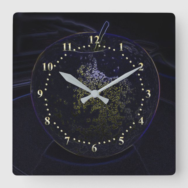 Horloge Carrée pomme dorée (Recto)