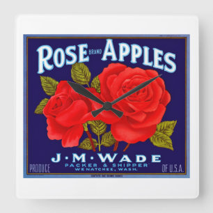 Horloge Carrée Pommes de marque rose