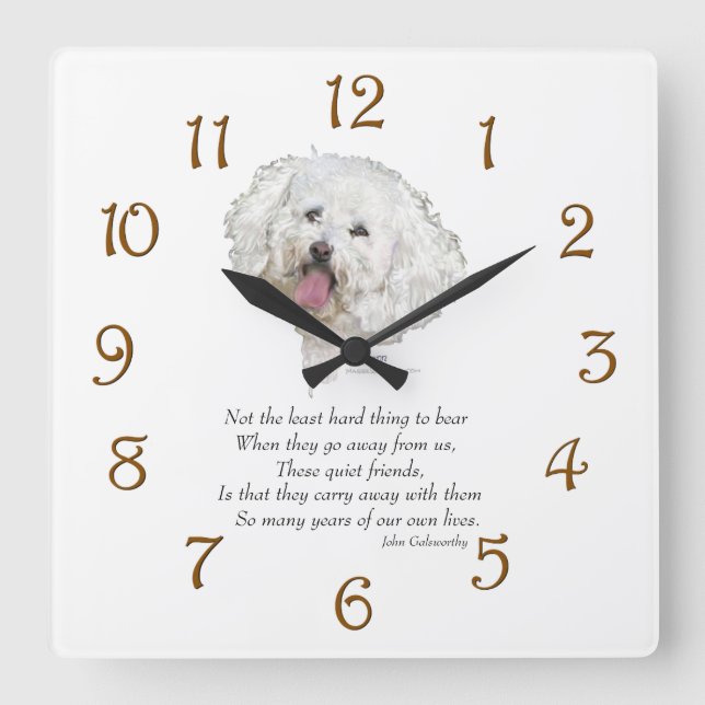 Horloge Carrée Pont Bichon Frise Rainbow (Recto)
