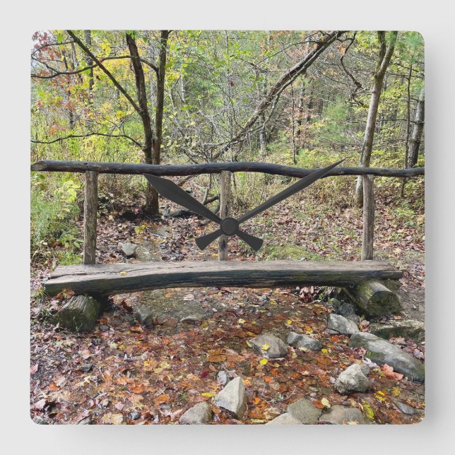 Horloge Carrée Pont de randonnée de Cades Cove Fall Mountains (Recto)