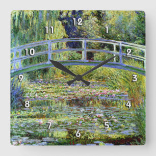 Horloge Carrée Pont japonais Fine Monet & Water-Lily Pond