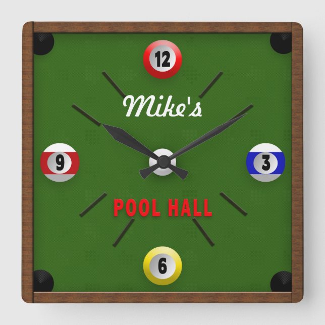 HORLOGE CARRÉE POOL ROOM/HALL CLOCK - PERSONNAGE AVEC NOM (Recto)