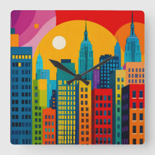 Horloge Carrée Pop Art de New York