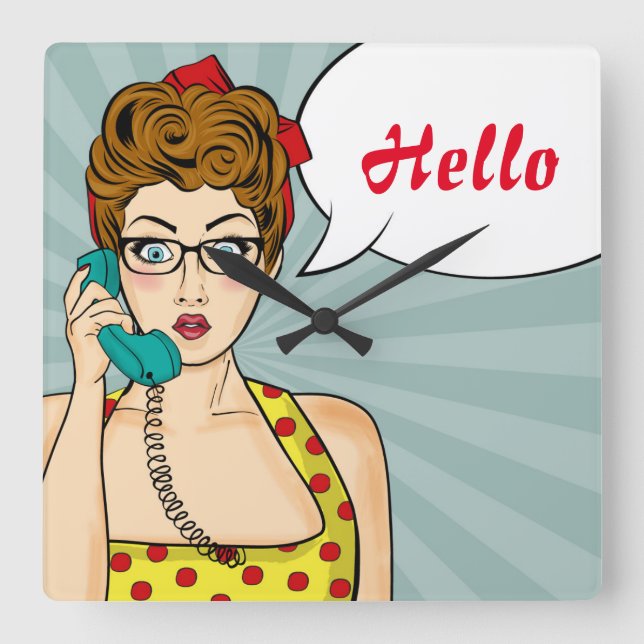 Horloge Carrée Pop art female (Recto)