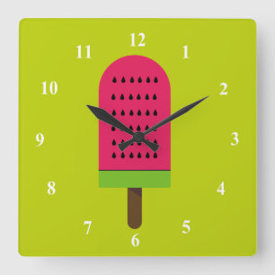 Horloge Carrée Pop Art glacon pastèque fruité
