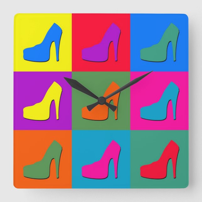 Horloge Carrée pop art shoes (Recto)